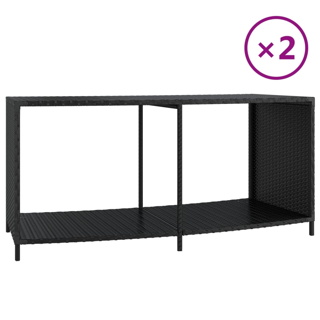 Outdoor-Regale 2 Stk. Schwarz Poly Rattan