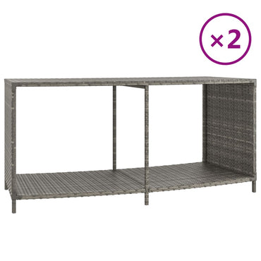 Outdoor-Rgale 2 Stk. Grau Poly Rattan