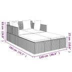 Sonnenliege mit Kissen Schwarz 182x118x63 cm Poly Rattan