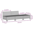 3-tlg. Garten-Lounge-Set mit Kissen Grau Poly Rattan