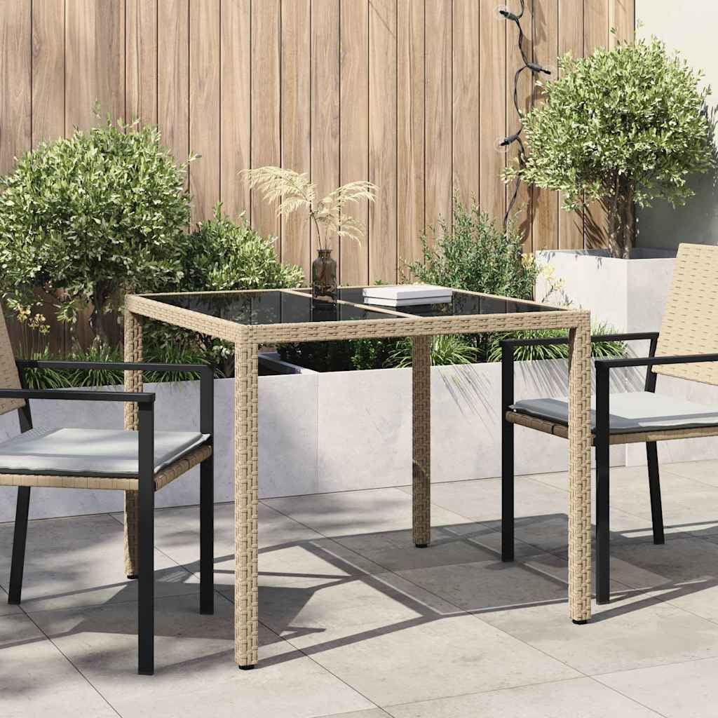 Gartentisch Beige 90 x 90 x 75 cm Poly-Rattan