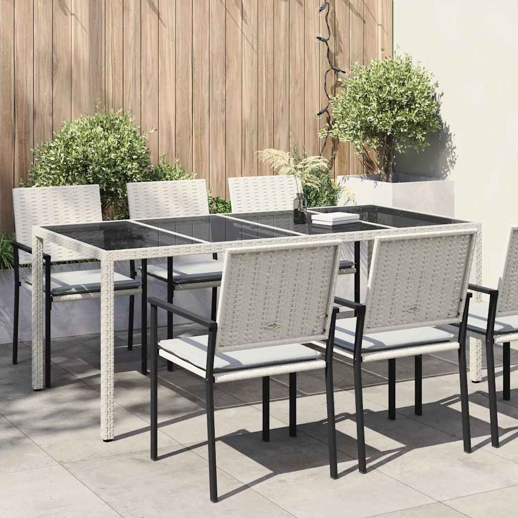 Gartentisch Weiß 190 x 90 x 75 cm Poly-Rattan