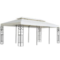 Pavillon mit Doppeldach Weiß 6x3 m Stahl