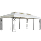 Pavillon mit Doppeldach Weiß 6x3 m Stahl