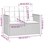 Gartenbank mit Kissen Grau 105 cm Poly Rattan