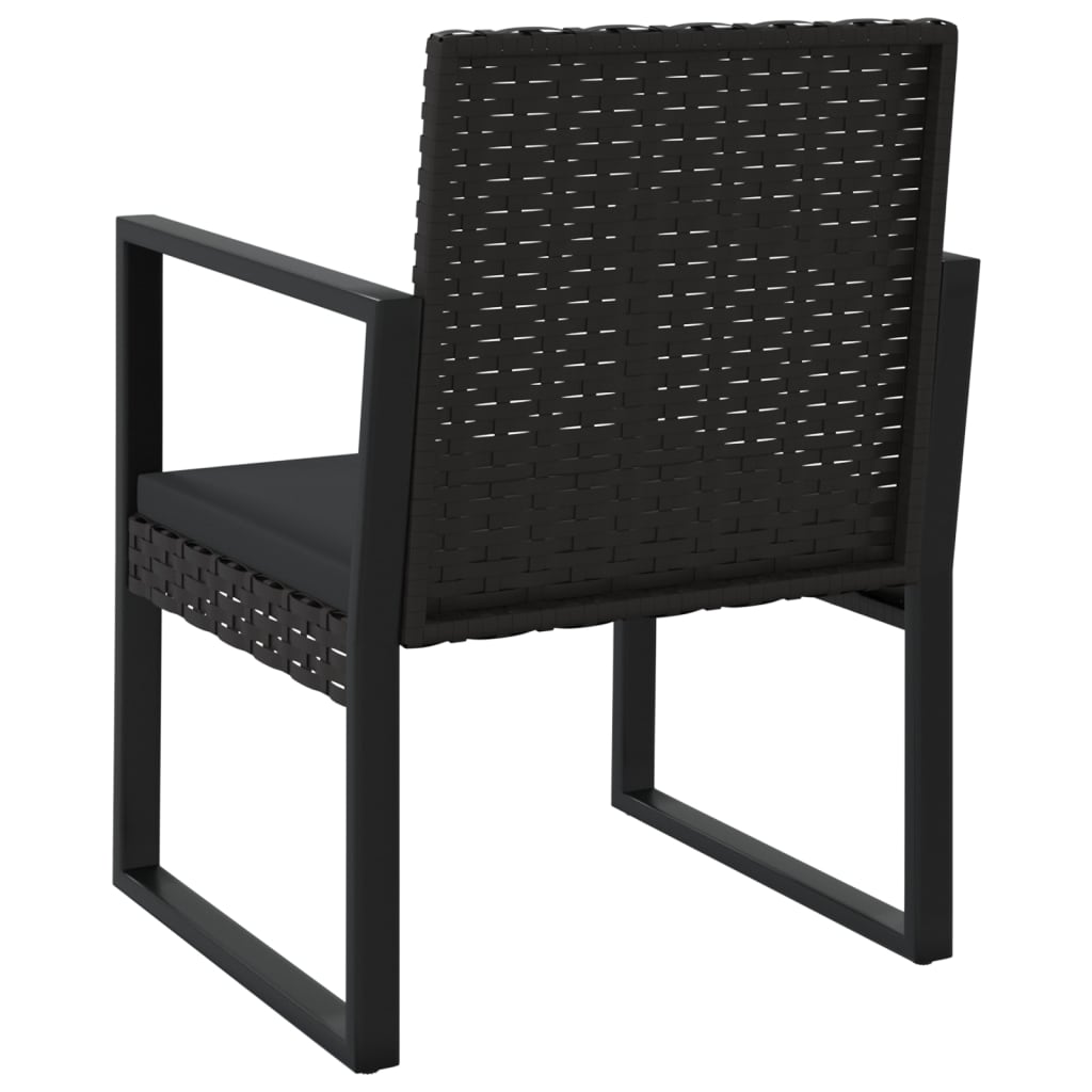 Gartensessel mit Kissen Schwarz Poly Rattan