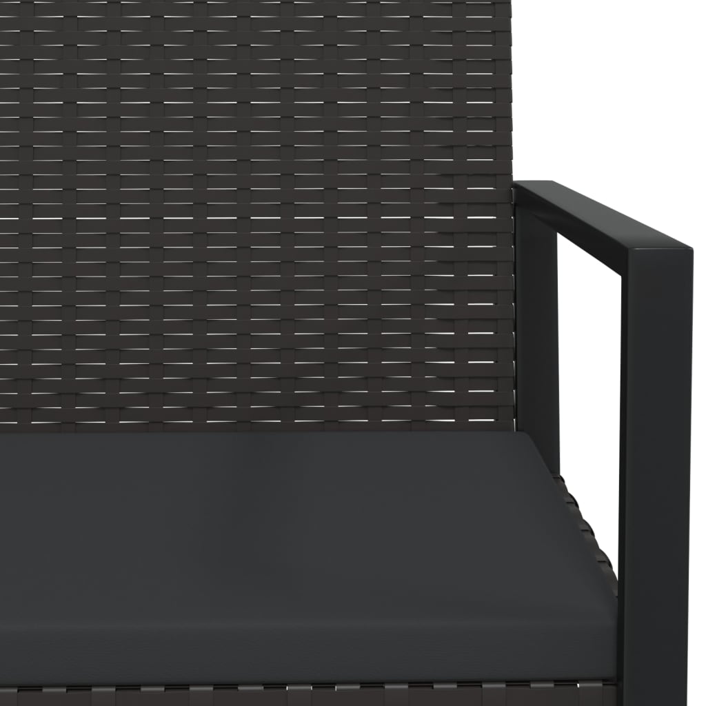 Gartensessel mit Kissen Schwarz Poly Rattan