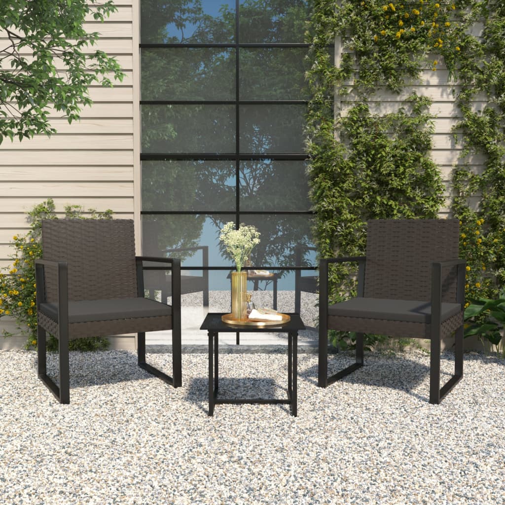 Gartensessel mit Kissen Schwarz Poly Rattan