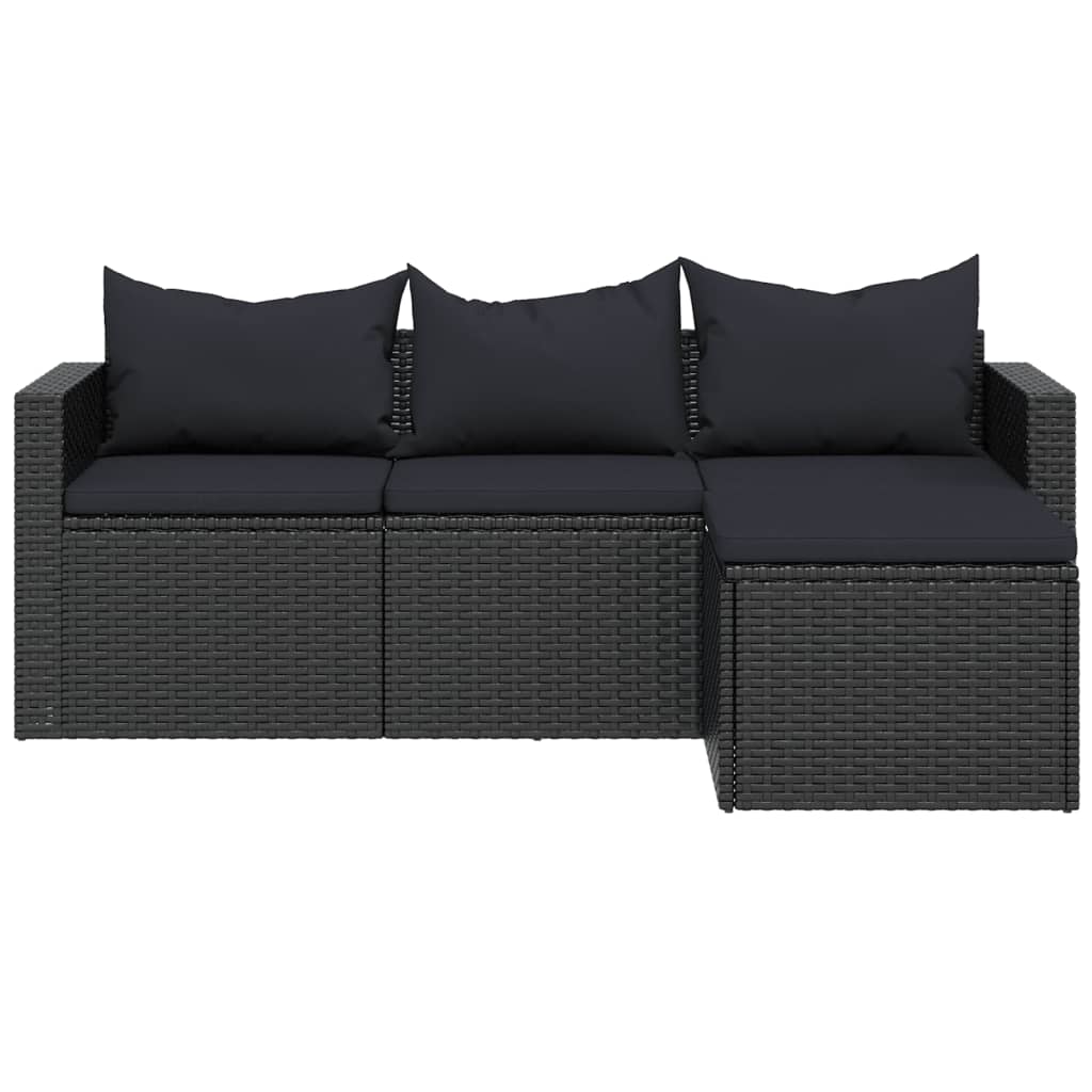 Garten-Lounge-Set Schwarz Poly Rattan