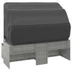 3-Sitzer-Gartensofa mit Dach und Fußhocker Grau Poly Rattan