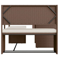 Gartensofa in L-Form mit Tisch und Kissen Braun Poly Rattan