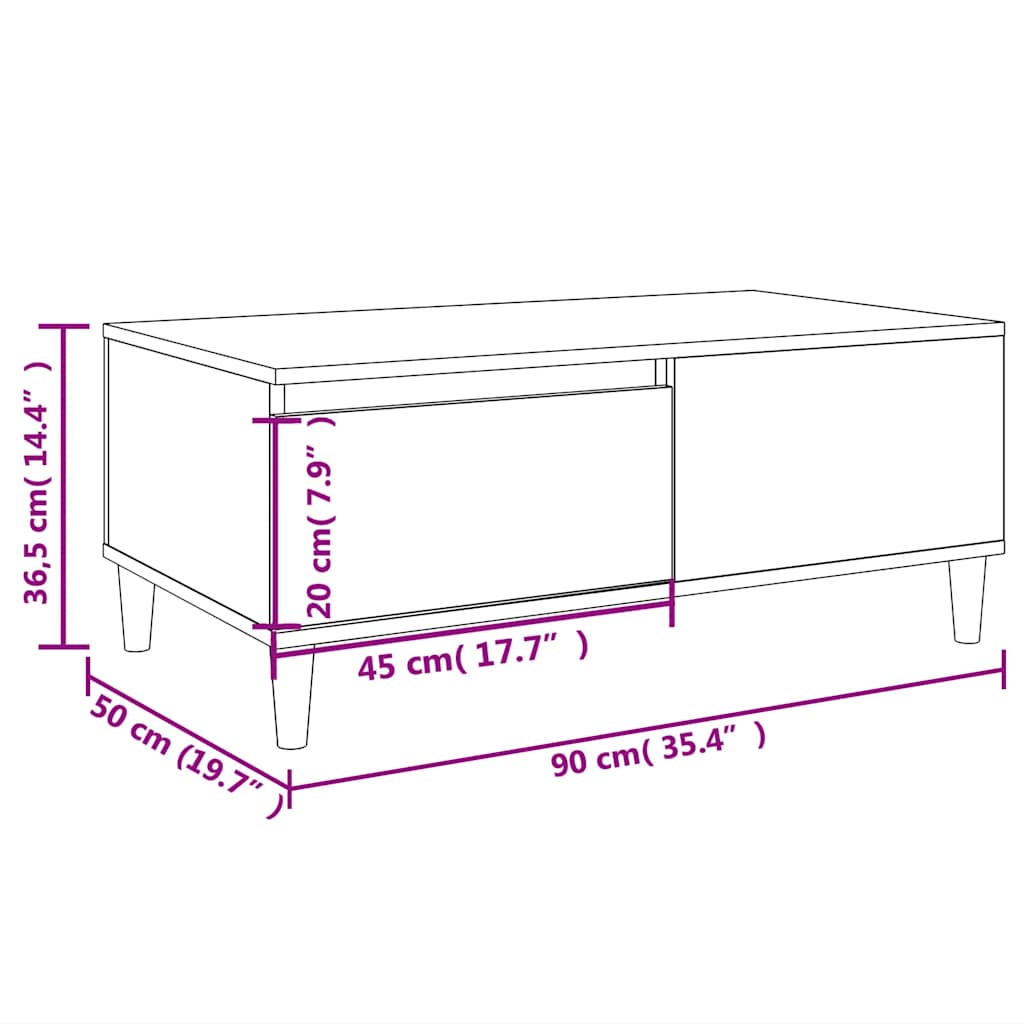 Couchtisch Räuchereiche 90x50x36,5 cm Holzwerkstoff