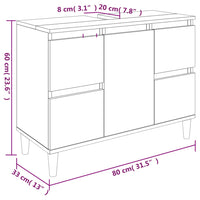 Waschbeckenunterschrank Schwarz 80x33x60 cm Holzwerkstoff