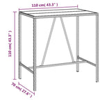 Bartisch mit Glasplatte Schwarz 110x70x110 cm Poly Rattan