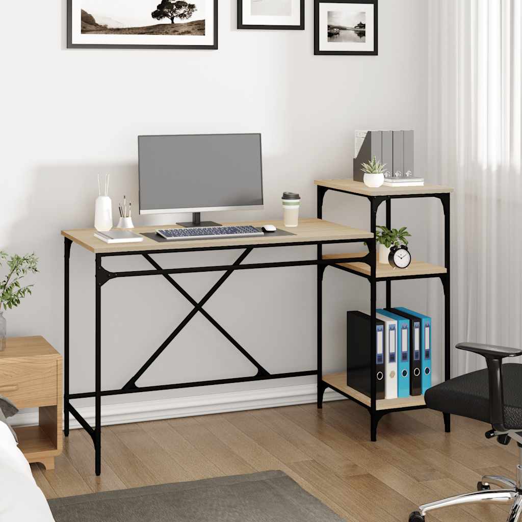 Schreibtisch mit Regal Sonoma-Eiche 135x50x90 cm Holzwerkstoff