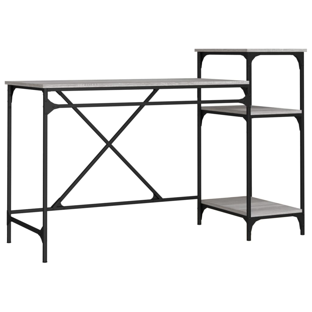 Schreibtisch mit Regal Grau Sonoma 135x50x90 cm Holzwerkstoff