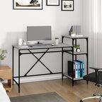 Schreibtisch mit Regal Grau Sonoma 135x50x90 cm Holzwerkstoff