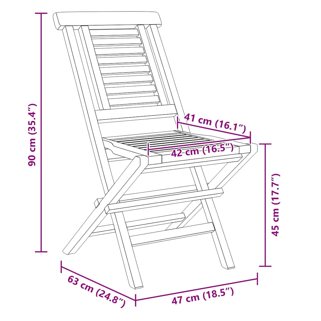 Gartenstühle 6 Stk. Klappbar 47x63x90 cm Massivholz Teak