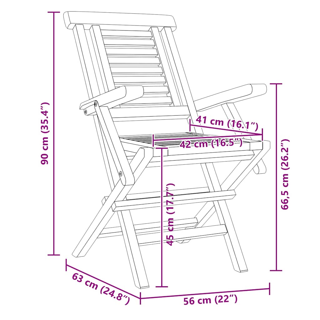 Gartenstühle 4 Stk. Klappbar 56x63x90 cm Massivholz Teak