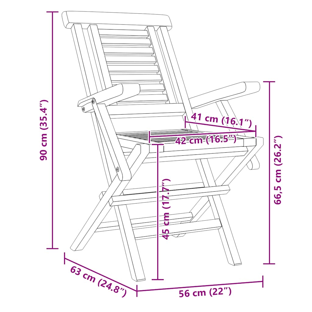Gartenstühle 6 Stk. Klappbar 56x63x90 cm Massivholz Teak