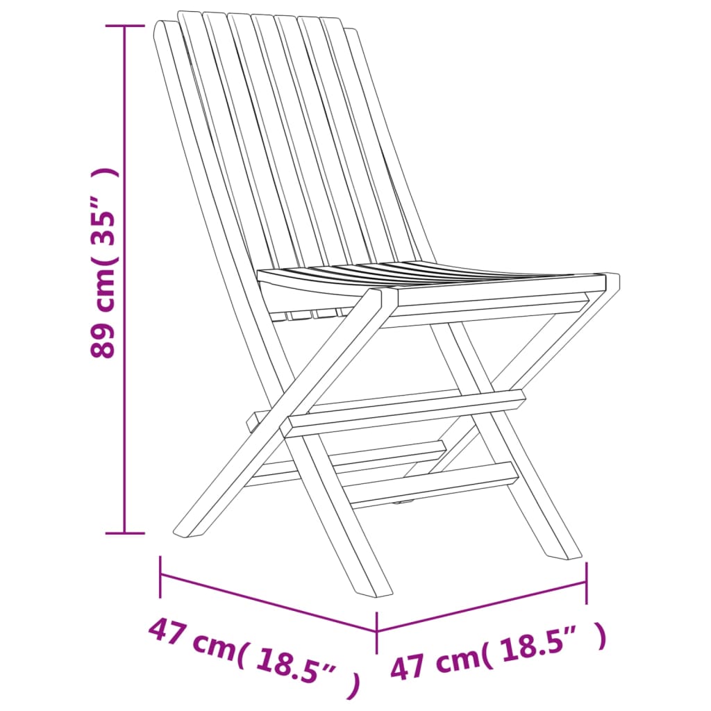 Gartenstühle 6 Stk. Klappbar 47x47x89 cm Massivholz Teak