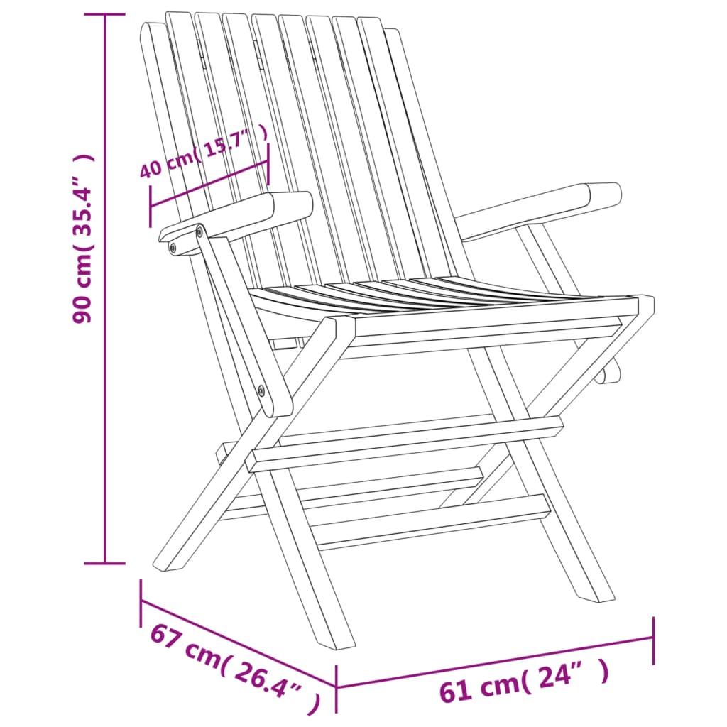 Gartenstühle 4 Stk. Klappbar 61x67x90 cm Massivholz Teak