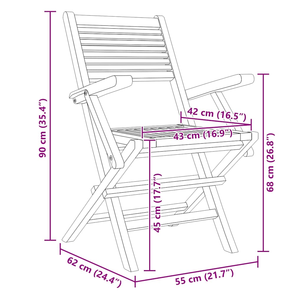 Gartenstühle 8 Stk. Klappbar 55x62x90 cm Massivholz Teak
