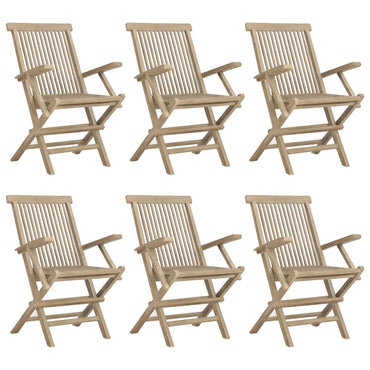 Gartenstühle 6 Stk. Klappbar Grau 56x61x89 cm Massivholz Teak