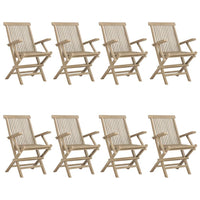 Gartenstühle 8 Stk. Klappbar Grau 56x61x89 cm Massivholz Teak