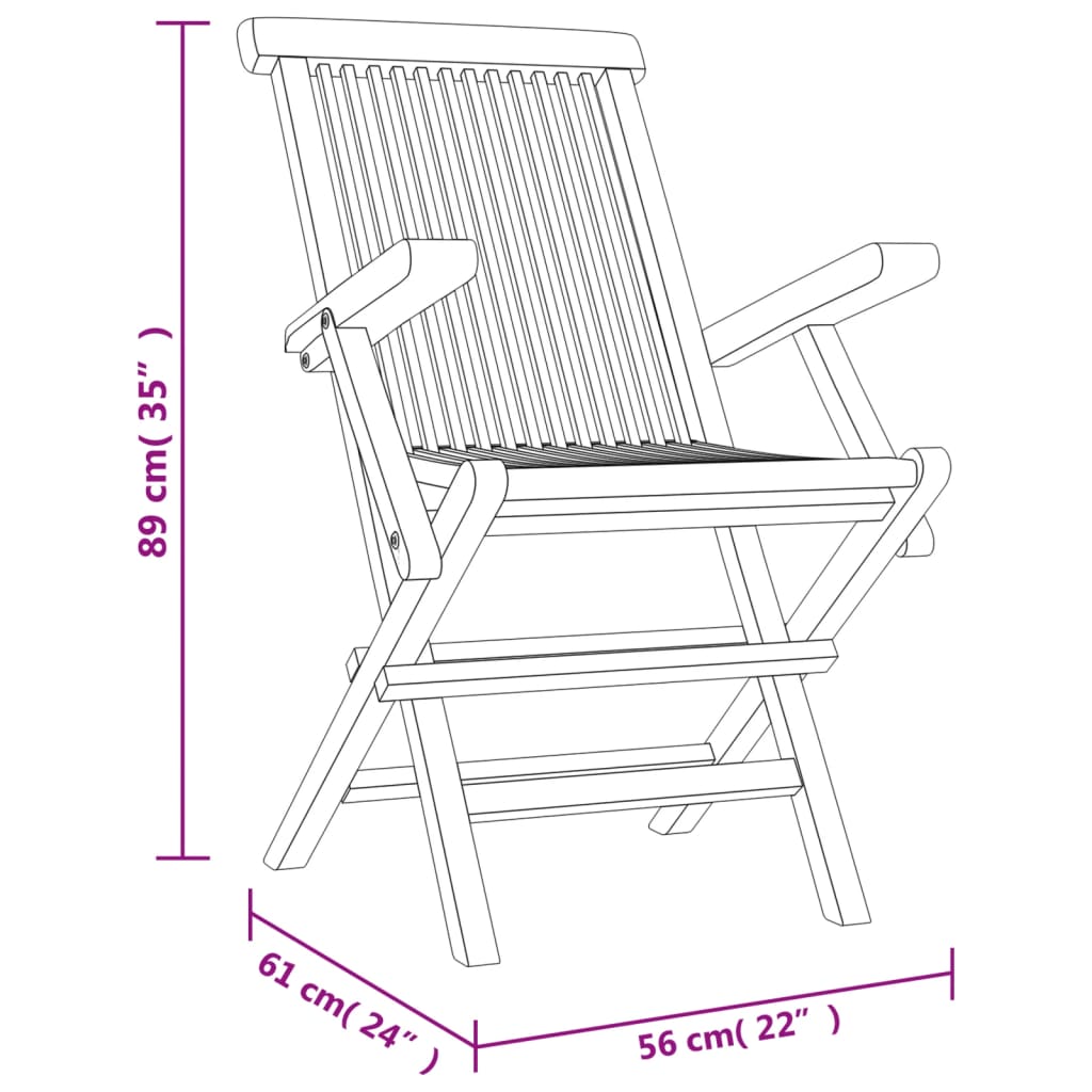 Gartenstühle 8 Stk. Klappbar Grau 56x61x89 cm Massivholz Teak