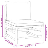 4-tlg. Garten-Lounge-Set mit Hellgrauen Kissen Bambus