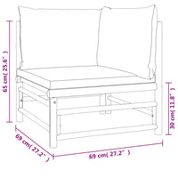 6-tlg. Garten-Lounge-Set mit Hellgrauen Kissen Bambus