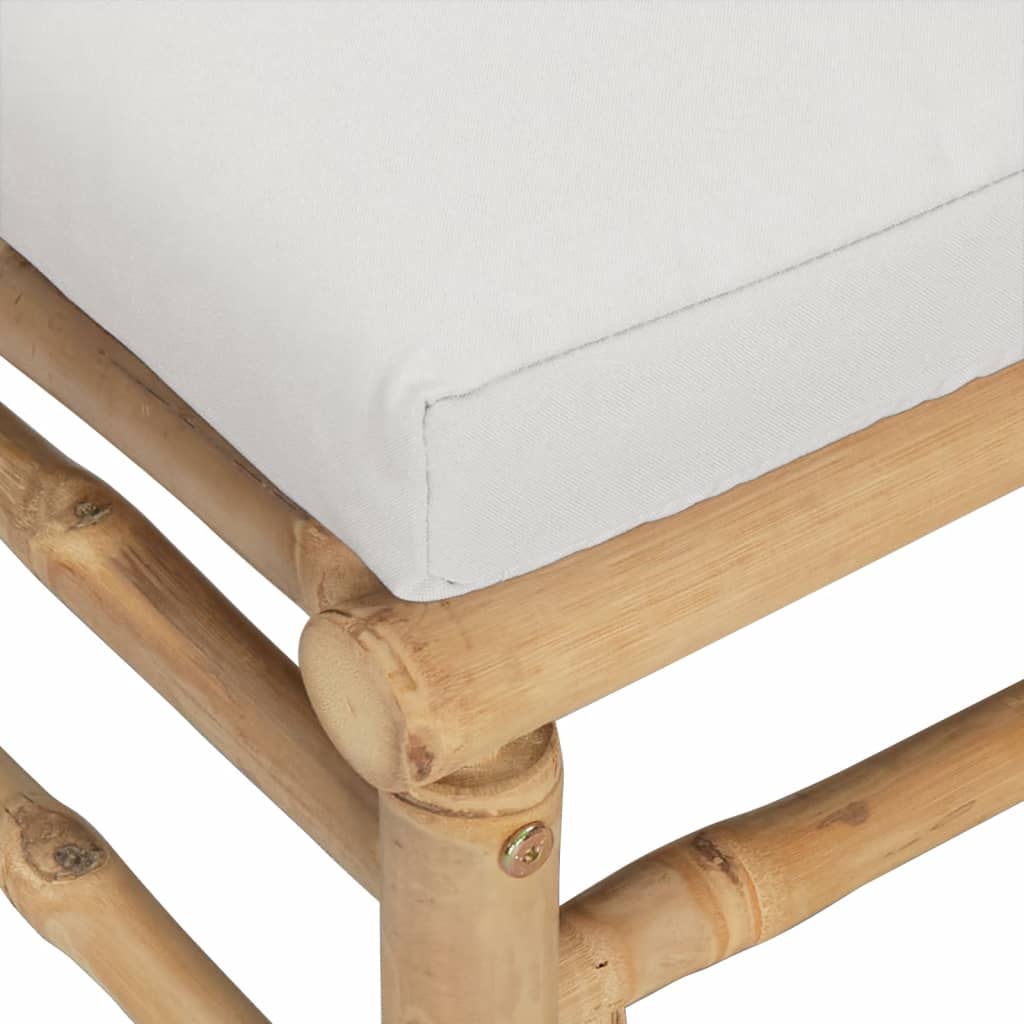 5-tlg. Garten-Lounge-Set mit Hellgrauen Kissen Bambus