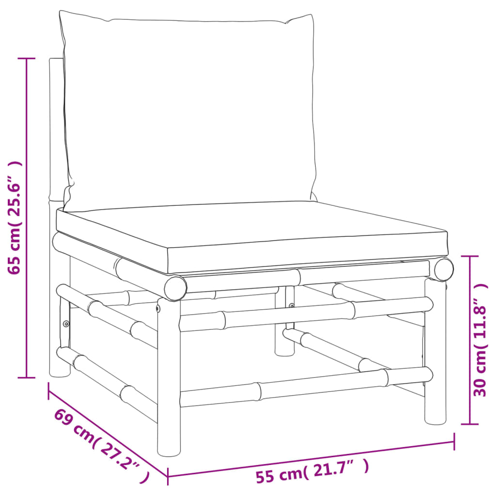 12-tlg. Garten-Lounge-Set mit Kissen Taupe Bambus