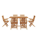 Garten Essgruppe 7 pcs Braun Massivholz Teak