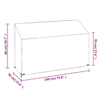 Abdeckung für Gartenbank 8 Ösen 190x70x70/88 cm Polyethylen