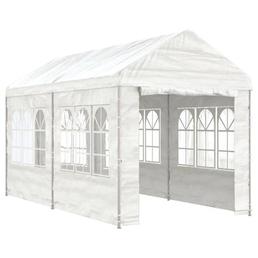 Pavillon mit Dach Weiß 4,46x2,28x2,69 m Polyethylen