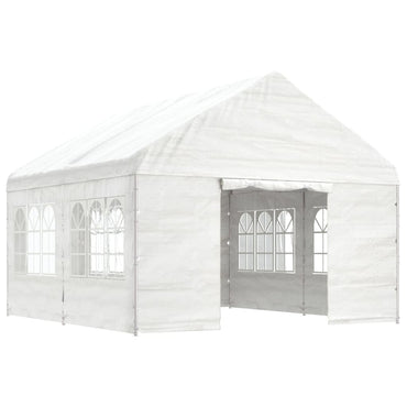 Pavillon mit Dach Weiß 4,46x4,08x3,22 m Polyethylen