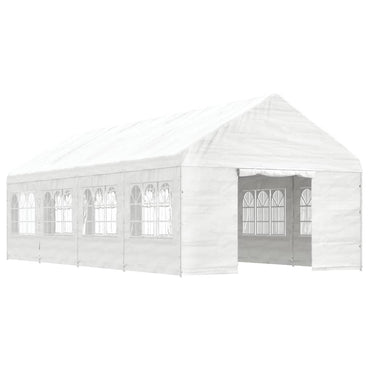 Pavillon mit Dach Weiß 8,92x4,08x3,22 m Polyethylen