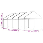 Pavillon mit Dach Weiß 8,92x4,08x3,22 m Polyethylen