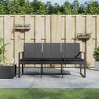 Gartenbank 3-Sitzer mit Kissen Dunkelgrau PP-Rattan