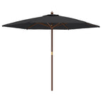 Sonnenschirm mit Holzmast Schwarz 299x240 cm