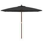Sonnenschirm mit Holzmast Schwarz 299x240 cm