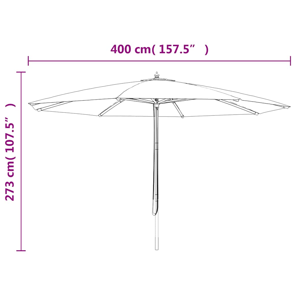 Sonnenschirm mit Holzmast Schwarz 400x273 cm