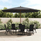 Sonnenschirm mit Holzmast Schwarz 400x273 cm