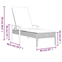 Sonnenliegen 2 Stk. mit Tisch und Auflagen Grau Poly Rattan