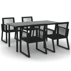 5-tlg. Garten-Essgruppe Schwarz PVC Rattan