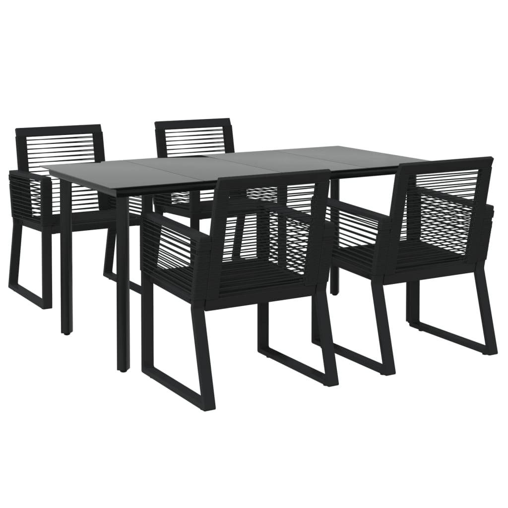 5-tlg. Garten-Essgruppe Schwarz PVC Rattan