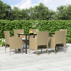 7-tlg. Garten-Essgruppe mit Kissen Beige und Schwarz