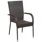 5-tlg. Garten-Essgruppe Braun Poly Rattan